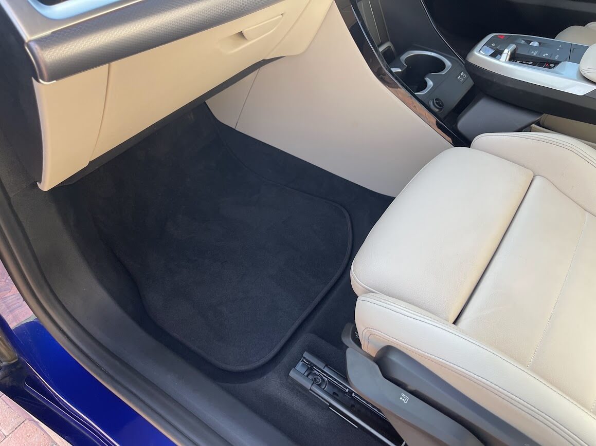BMW iX1 footwell after interior detailing - Wittering, Peterborough