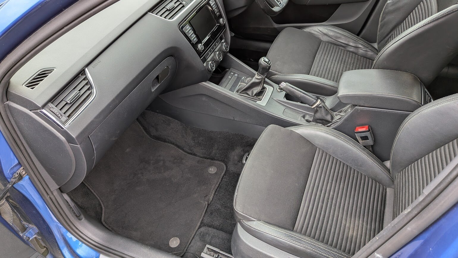 Skoda front passenger area after detailing in Peterborough, Cambridgeshire