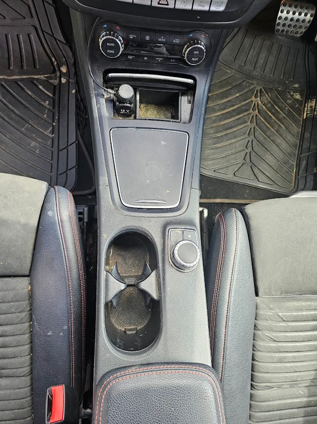 Mercedes B-Class centre console before interior detail in Newmarket, Suffolk