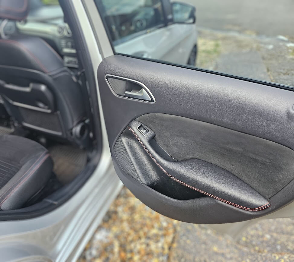 Mercedes B-Class car door after interior detail in Newmarket, Suffolk