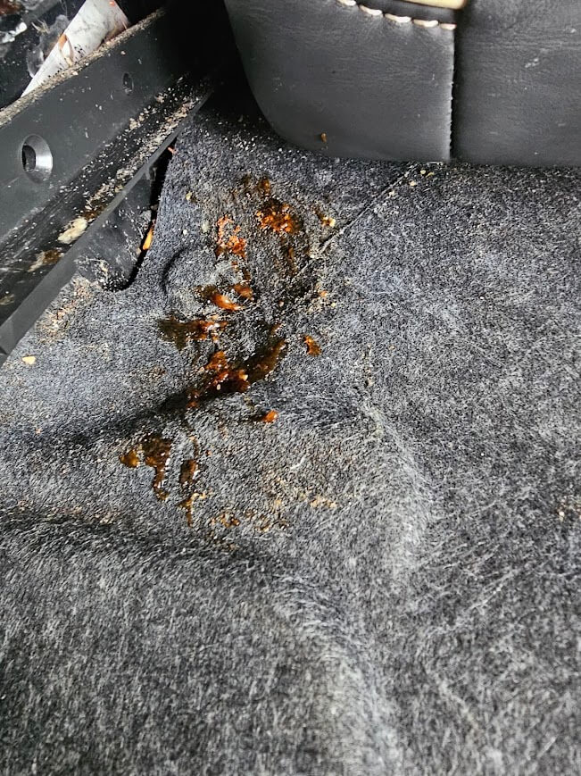 Volvo XC90 under seat contamination before interior detail in Stamford, Lincolnshire