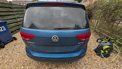 VW Touran rear before exterior detailing in St Ives, Cambridgeshire
